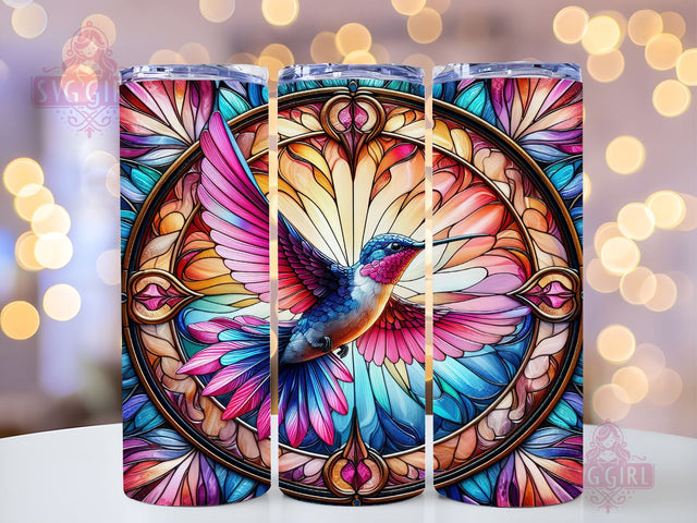 Stained Glass Hummingbird 20oz Tumbler Wrap Sublimation Design, Straight Tapered Tumbler Wrap, Hummingbird Tumbler Png, Instant Digital Download Sublimation SvggirlplusArt 