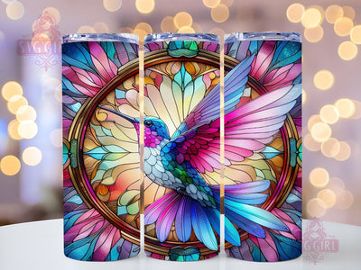 Stained Glass Hummingbird 20oz Tumbler Wrap Sublimation Design, Straight Tapered Tumbler Wrap, Hummingbird Tumbler Png, Instant Digital Download Sublimation SvggirlplusArt 