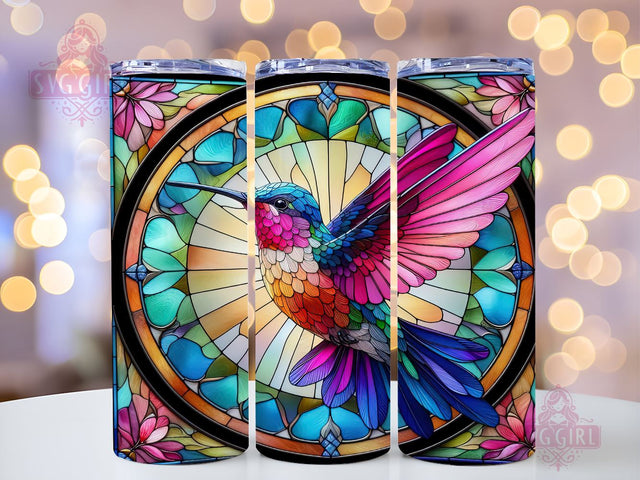 Stained Glass Hummingbird 20oz Tumbler Wrap Sublimation Design, Straight Tapered Tumbler Wrap, Hummingbird Tumbler Png, Instant Digital Download Sublimation SvggirlplusArt 
