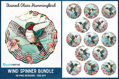 Stained Glass Hummingbird Png Wind Spinner Bundle Sublimation Regulrcrative 
