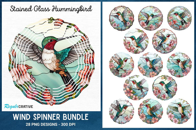 Stained Glass Hummingbird Png Wind Spinner Bundle Sublimation Regulrcrative 