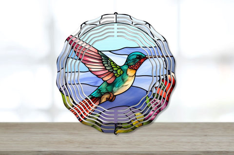 Stained Glass Hummingbird Wind Spinner Bundle Sublimation Regulrcrative 