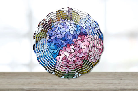 Stained Glass Hydrangea Flowers Wind Spinner Bundle Sublimation Regulrcrative 