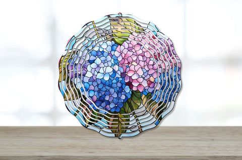 Stained Glass Hydrangea Flowers Wind Spinner Bundle Sublimation Regulrcrative 