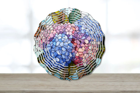 Stained Glass Hydrangea Flowers Wind Spinner Bundle Sublimation Regulrcrative 
