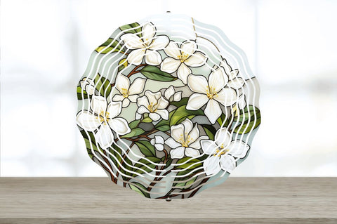 Stained Glass Jasmine Flowers Wind Spinner Sublimation Regulrcrative 