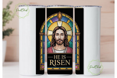 Stained Glass Jesus 20oz Tumbler Wrap Sublimation PixelChick 