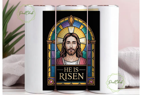 Stained Glass Jesus 20oz Tumbler Wrap Sublimation PixelChick 