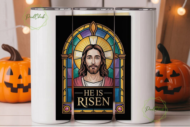 Stained Glass Jesus 20oz Tumbler Wrap Sublimation PixelChick 