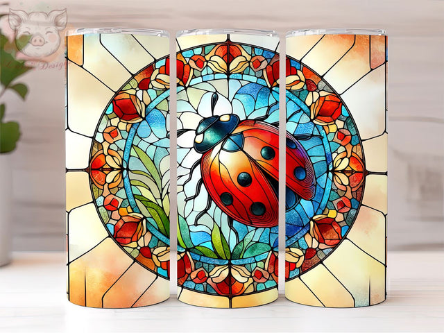 Stained Glass Ladybug 20oz Tumbler Png, Ladybug Sublimation Design, Digital, Digital Download PNG Sublimation Lara' s Designs 