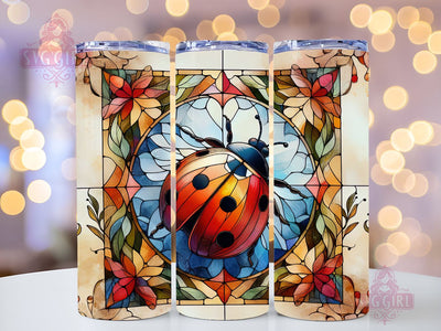 Stained Glass Ladybug 20oz Tumbler Wrap Sublimation Design, Straight Tapered Tumbler Wrap, Ladybug Tumbler Png, Instant Digital Download Sublimation SvggirlplusArt 