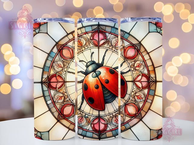 Stained Glass Ladybug 20oz Tumbler Wrap Sublimation Design, Straight Tapered Tumbler Wrap, Ladybug Tumbler Png, Instant Digital Download Sublimation SvggirlplusArt 