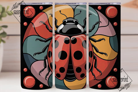 Stained Glass Ladybug 20oz Tumbler Wrap Sublimation sassyprint 