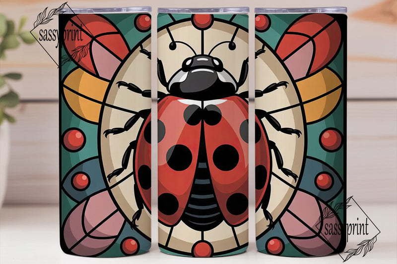 Stained Glass Ladybug 20oz Tumbler Wrap Sublimation sassyprint 