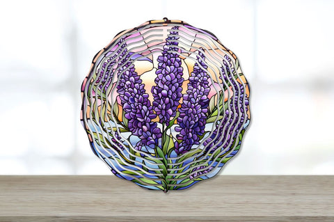 Stained Glass Lavender Wind Spinner Bundle Sublimation Regulrcrative 