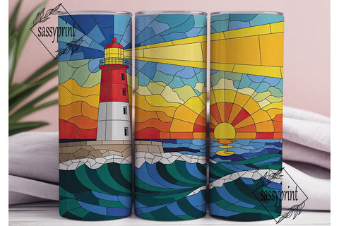Stained Glass Lighthouse 20oz Tumbler Sublimation sassyprint 