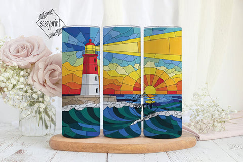 Stained Glass Lighthouse 20oz Tumbler Sublimation sassyprint 