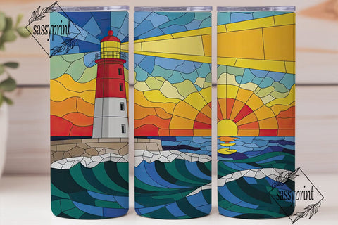 Stained Glass Lighthouse 20oz Tumbler Sublimation sassyprint 