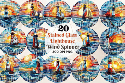 Stained Glass Lighthouse Wind Spinner Sublimation Regulrcrative 
