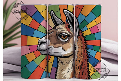 Stained Glass Llama 20oz Tumbler Sublimation sassyprint 
