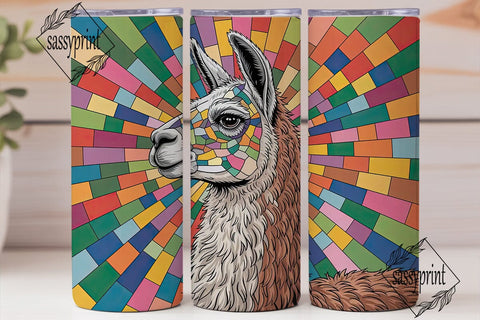Stained Glass Llama 20oz Tumbler Sublimation sassyprint 
