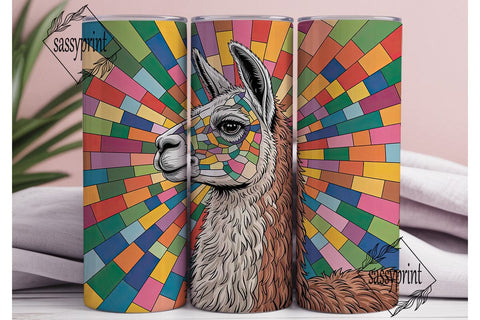 Stained Glass Llama 20oz Tumbler Sublimation sassyprint 