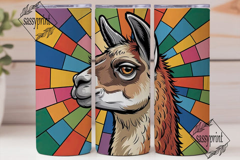 Stained Glass Llama 20oz Tumbler Sublimation sassyprint 