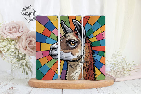Stained Glass Llama 20oz Tumbler Sublimation sassyprint 