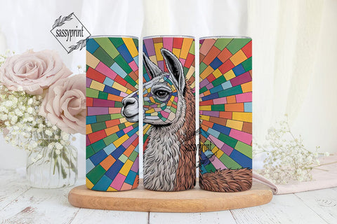 Stained Glass Llama 20oz Tumbler Sublimation sassyprint 