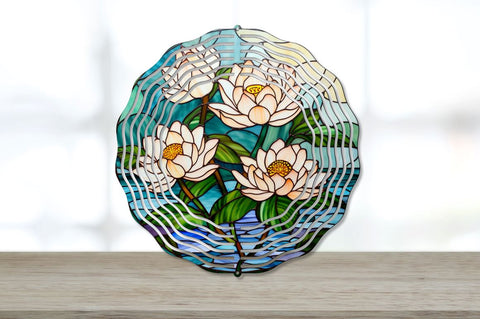 Stained Glass Lotus Flowers Wind Spinner Bundle Sublimation Regulrcrative 