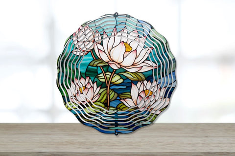 Stained Glass Lotus Flowers Wind Spinner Bundle Sublimation Regulrcrative 