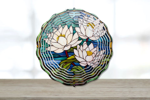 Stained Glass Lotus Flowers Wind Spinner Bundle Sublimation Regulrcrative 