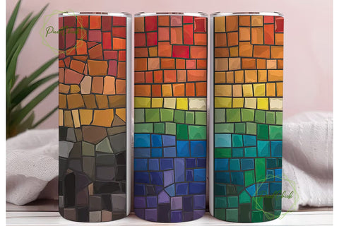Stained Glass Mosaic 20oz Tumbler Wrap Sublimation PixelChick 