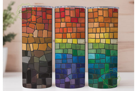 Stained Glass Mosaic 20oz Tumbler Wrap Sublimation PixelChick 