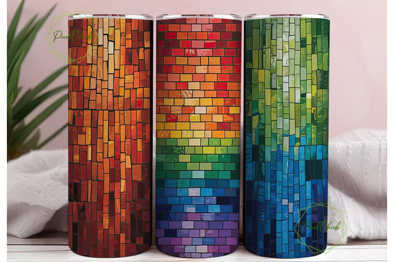 Stained Glass Mosaic 20oz Tumbler Wrap Sublimation PixelChick 