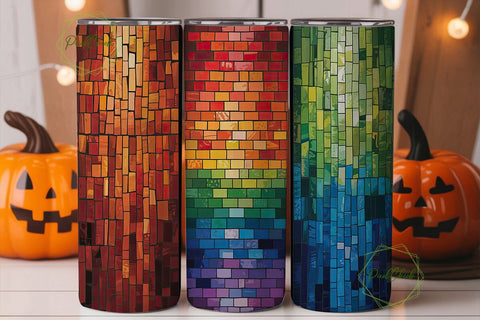 Stained Glass Mosaic 20oz Tumbler Wrap Sublimation PixelChick 