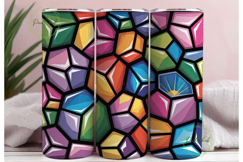 Stained Glass Mosaic 20oz Tumbler Wrap Sublimation PixelChick 