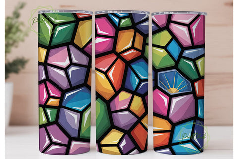 Stained Glass Mosaic 20oz Tumbler Wrap Sublimation PixelChick 