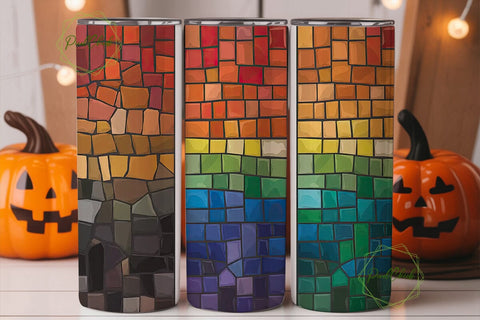 Stained Glass Mosaic 20oz Tumbler Wrap Sublimation PixelChick 