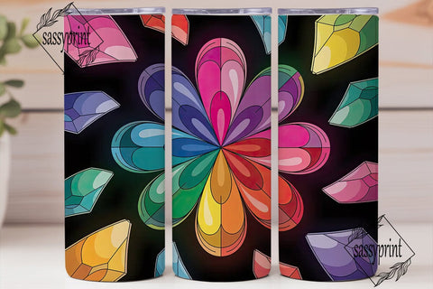 Stained Glass Mosaic 20oz Tumbler Wrap Sublimation sassyprint 