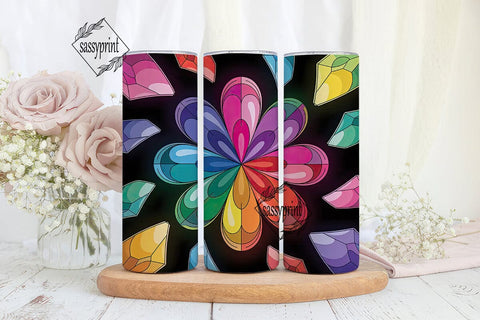 Stained Glass Mosaic 20oz Tumbler Wrap Sublimation sassyprint 