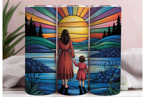 Stained Glass Mother & Child Tumbler Sublimation PixelChick 