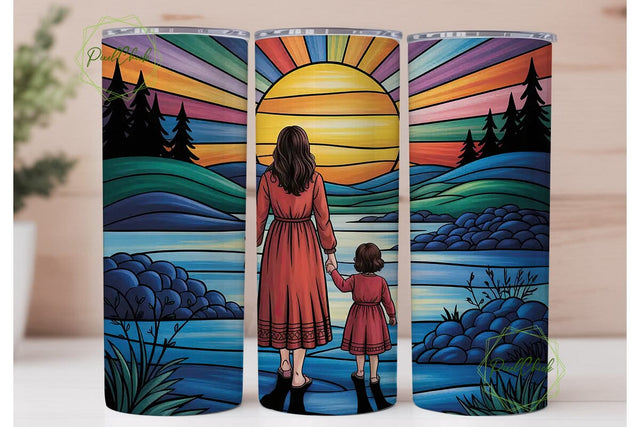 Stained Glass Mother & Child Tumbler Sublimation PixelChick 