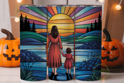Stained Glass Mother & Child Tumbler Sublimation PixelChick 