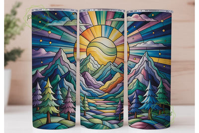 Stained Glass Mountains 20oz Tumbler Sublimation PixelChick 