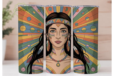 Stained Glass Native Woman 20oz Tumbler Sublimation PixelChick 