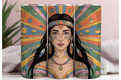 Stained Glass Native Woman 20oz Tumbler Sublimation PixelChick 