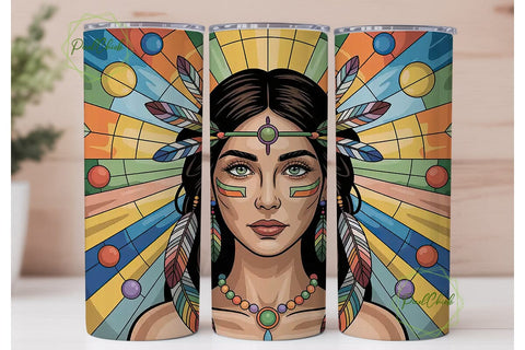 Stained Glass Native Woman 20oz Tumbler Sublimation PixelChick 