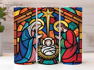 Stained Glass Nativity Tumbler, Stained Glass Wrap, Christian Christmas Sublimation, Nativity Scene Cup, 20Oz Skinny Tumbler Wrap, Religious Holiday Mug, Faith-Inspired Christmas Design Sublimation Lara' s Designs 