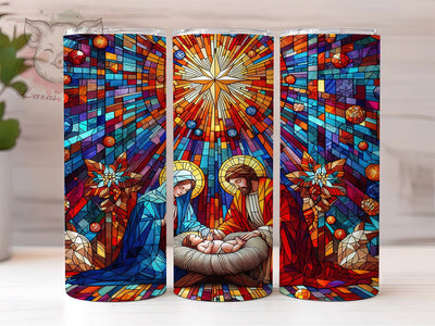 Stained Glass Nativity Tumbler, Stained Glass Wrap, Christian Christmas Sublimation, Nativity Scene Cup, 20Oz Skinny Tumbler Wrap, Religious Holiday Mug, Faith-Inspired Christmas Design Sublimation Lara' s Designs 